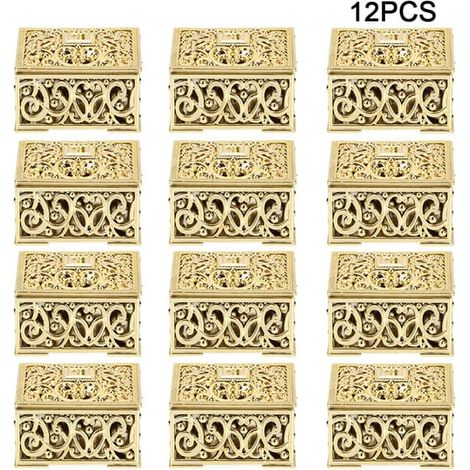 Lot de 12 boîtes cadeaux carrées creuses en plastique, boîtes à bonbons, décoration pour mariage, anniversaire, dorées (1/5)