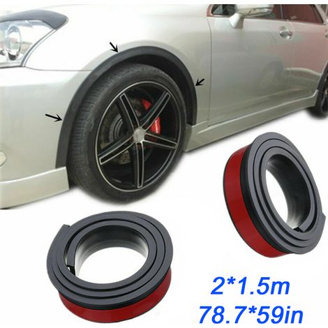 SJLERST Protection universelle de passage de roue de voiture en caoutchouc, bandes Anti-Collision, moulures, garniture de garde-boue, 1.5m, 2 pièces (1/4)
