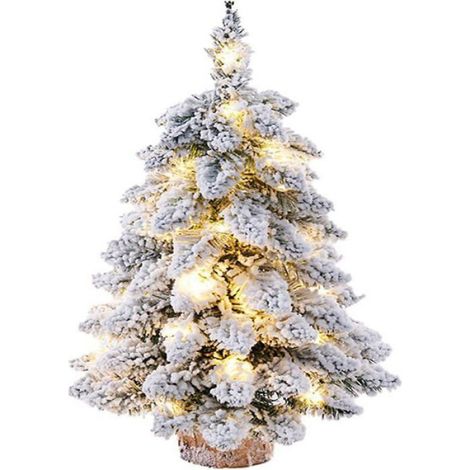 Mini sapin de Noël artificiel pré-éclairé de 45,7 cm, sapin de Noël floqué de neige avec lumières pour décoration d'intérieur, (1/5)