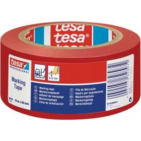 Nastro di segnalazione in PVC TESA 33 m x 50 mm, rosso (1/5)