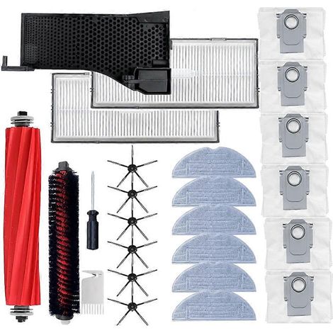 Lot de 25 brosses latérales principales, filtres HEPA, sacs à poussière et lingettes de nettoyage pour aspirateur Roborock S7 MaxV Ultra / S7 Pro Ultra (1/5)