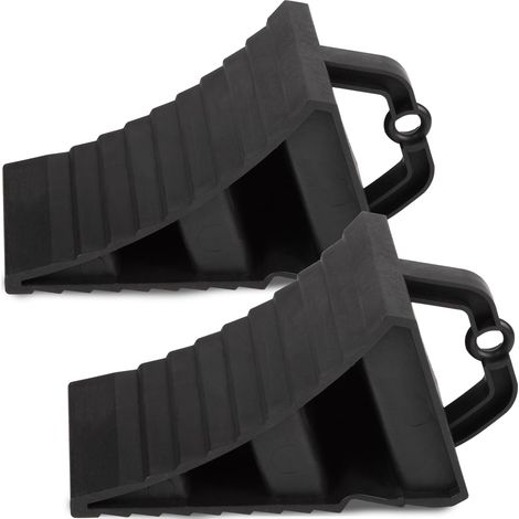 2 x Plastic Wheel Chock with Handle for Car, Trailer, Caravan, Motorhome, Vintage Industrial Style with Rough Design (1/5)