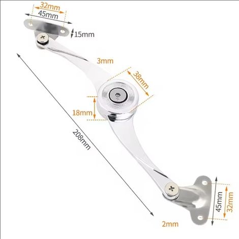 (1pc-A) Charnières hydrauliques à arrêt aléatoire pour porte de placard de cuisine, charnières réglables polies, support de rabat relevable pour meubles (1/5)