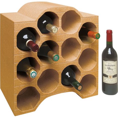 Casier à bouteilles empilable – Polystyrène léger – Couleur terra – 12 bouteilles max. Ø 9 cm – Dimensions 43x40x26 cm – Climapor
