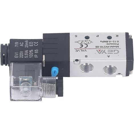 Électrovanne pneumatique, interrupteur pneumatique électrique 2 positions 5 voies AC 220V PT1/4 pour commande (1/4)
