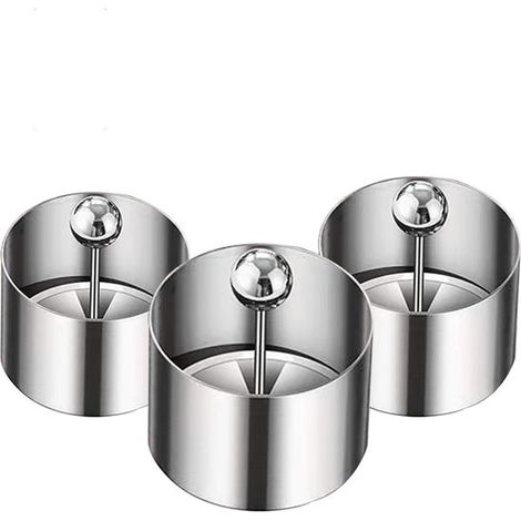 Ensemble de trois cercles à pâtisserie ronds en acier inoxydable, moule à mousse avec tige de poussée, adapté à la cuisson et aux desserts. (1/5)