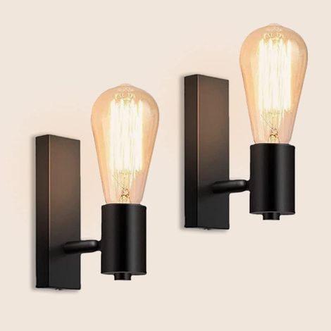 Lot de 2 Applique Murale Métal E27 Design Rétro 360° Orientable Éclairage Intérieur Salon Couloir (1/5)