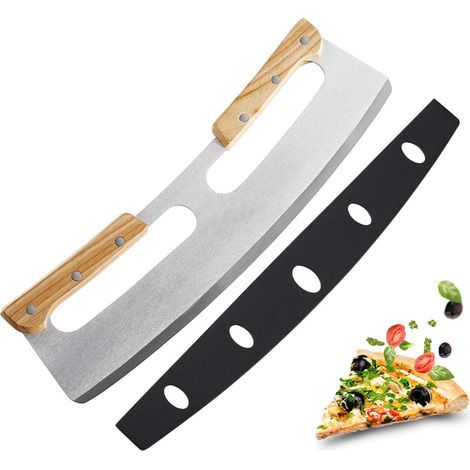 Pizza Cutter, 35cm Stainless Steel Pizza Knife with Wooden Handle, Fast and Even Professional Slicing Knife, Pizza Cutter Pie Dough Easy to Store (1/5)