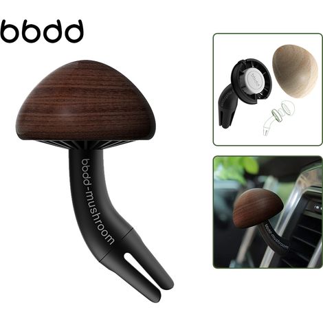 Cabeza de hongo bbdd para coche, rejilla de ventilación del aire acondicionado, aromaterapia, purificación del aire, adornos de madera de sapele (1/5)