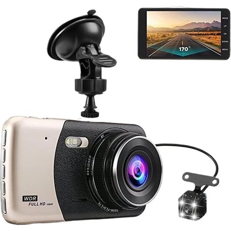 Haiaveng Camera Embarquée Voiture Caméra Avant Arrière 24H Vidéo Accéléré 4 Pouces Enregistreur (1/5)