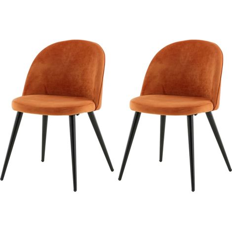 Velvet Esszimmerstuhl Velour orange, schwarz. (1/5)