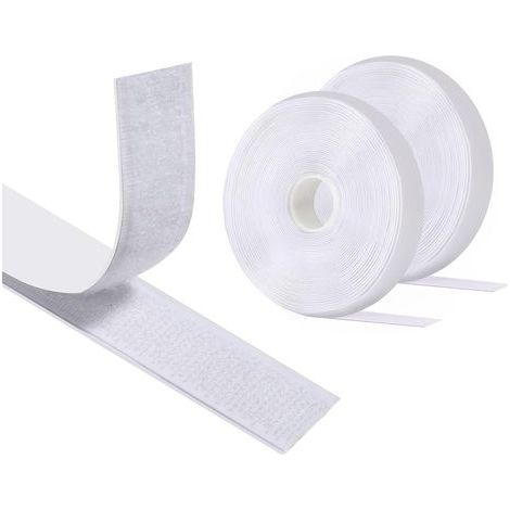 8 M X 20 MM (Blanc) Scratch Autocollant Double Face , Hook Loop Rubans Ruban AdhéSif Puissant à Crochets Et Boucles pour La Couture