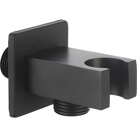 Supporto doccetta nero opaco con presa acqua design squadrato (1/2)