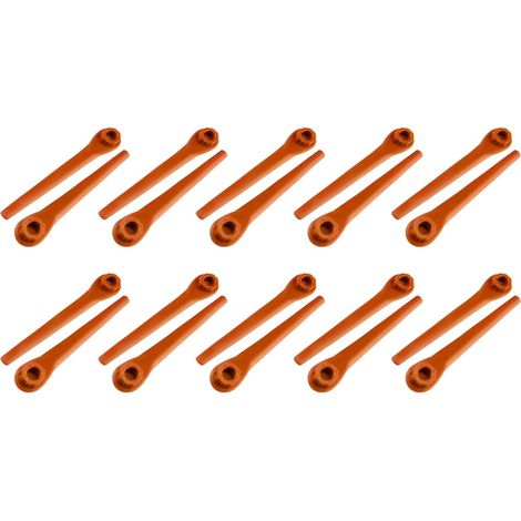 Sollbry Paquete de 100 cuchillas de repuesto PA6 RotorCut compatibles con desbrozadora Gardena, cuchilla de plástico para desbrozadora inalámbrica Gardena (1/5)