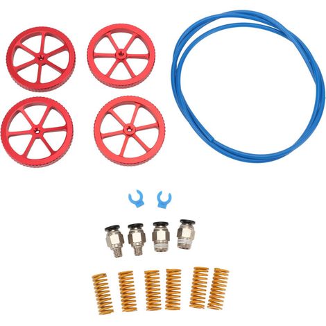 Kit d'upgrade imprimante 3D incluant tubes PTFE, écrous de nivellement, ressorts et connecteurs PC4-M6/M10 pour maintenance et optimisation (1/5)