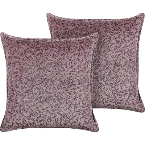 Set of 2 Decorative Cushions KALMIA Velvet 45 x 45 cm Pink Floral Pattern (1/5)