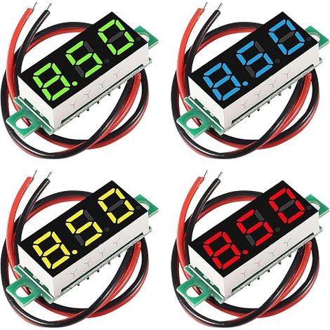 4 Pack Mini Digital Voltmeter 0.28" LED Display DC 2.4-30V Measuring Range Two Wire Voltage Tester Reverse Polarity Protection Accurate Pressure Measurement (1/5)