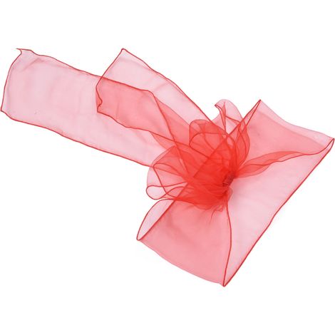 Lot de 10 nœuds de chaise en organza pour banquet, élégants et raffinés, pour la décoration de mariages et fêtes. Rouge vif. (1/5)