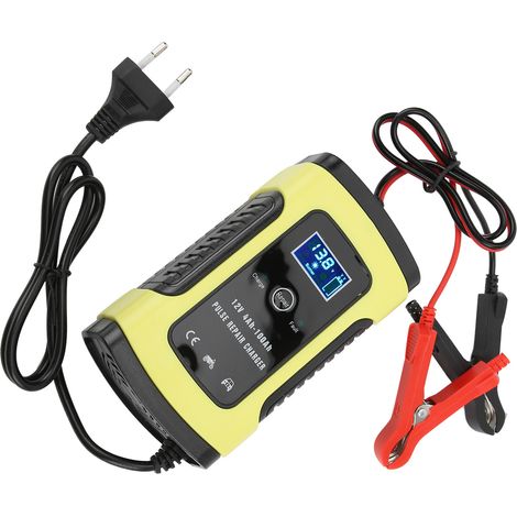 Chargeur de batterie 12V 6A automatique avec écran LCD numérique, universel pour moto et voiture, 4-100Ah, prise UE 100-240V (1/5)