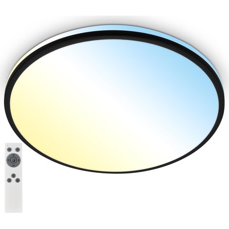 Plafonnier LED avec télécommande, blanc chaud à blanc froid, intensité lumineuse variable, lampe LED, lampe de salon, lampe de cuisine, éclairage de plafond, 49 x 9,5 cm, noir (1/5)