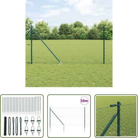 Poteaux de clôture -  Poteau de clôture. Vert 50 x 1,2 m (maillage de 36 mm) (1/5)