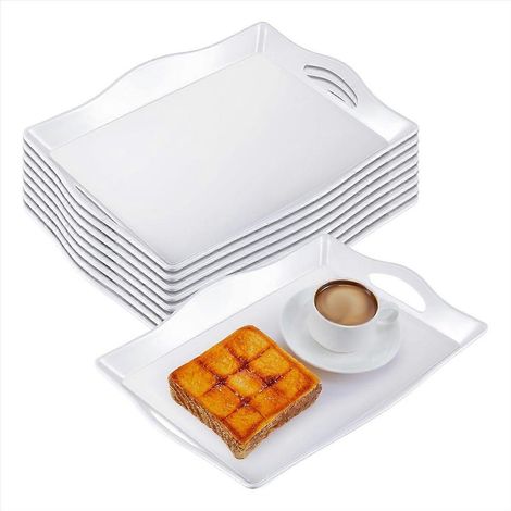 Lot de 4 plateaux de service rectangulaires en plastique pour buffet (1/5)