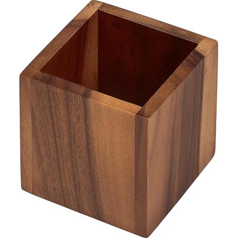 Petite boîte de rangement carrée, organiseur en bois d'acacia laqué pour la maison, le bureau ou l'événement, boîte décorative polyvalente qui mesure 10 x 10 x 10 cm (1/5)