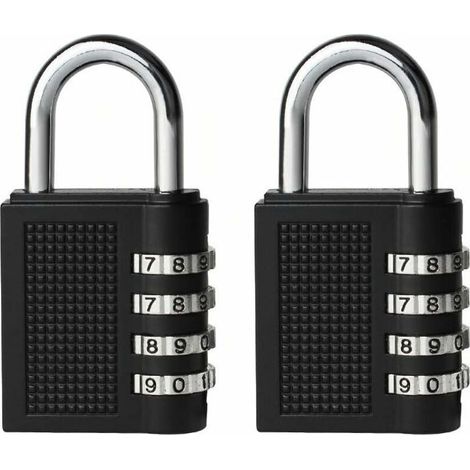 2PCS Serrures à combinaison Cadenas extérieur pour l'école Locker Boîte outils Pad Lock Petit Combo Digit Sports Gate Réinitialisable Code 4 Chiffres Casier Exterieur Serrure Clé (Noir) (1/5)