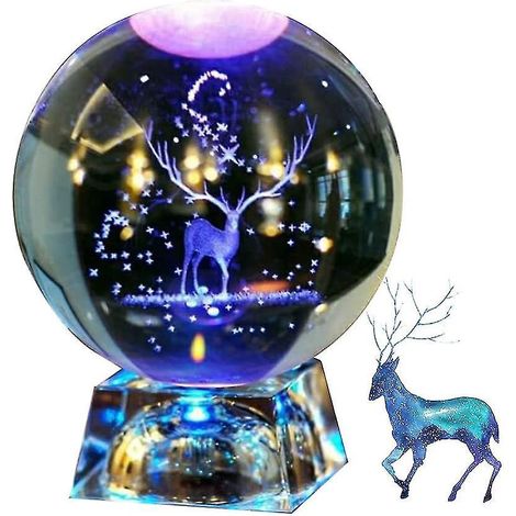 Boule de cristal avec douille, boule décorative gravée au laser en 3D, boule en verre transparent (1/5)