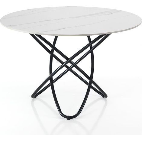 Tavolo rotondo ceramica marmo bianco Ø110 Rockford White Marble (1/3)