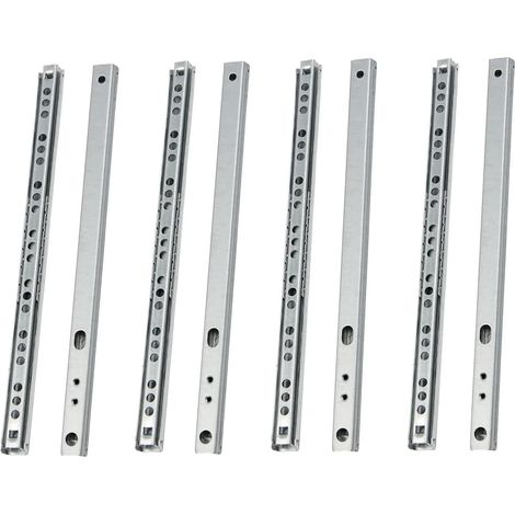 4 Paires (8 pièces) 374mm Glissière de Tiroirs 17mm Coulisse à Billes Tiroir Acier Rail Tiroir Coulissant Glissières à Roulement à Billes Extension Coulisse Tiroir (1/5)
