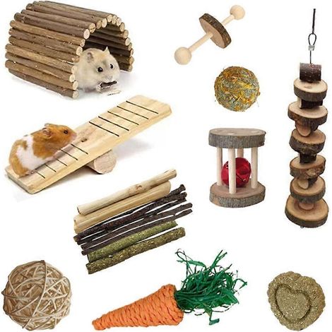 Ensemble de jouets à mâcher résistants pour petits animaux - Jouet sûr et durable, idéal pour les hamsters et les oiseaux (1/4)
