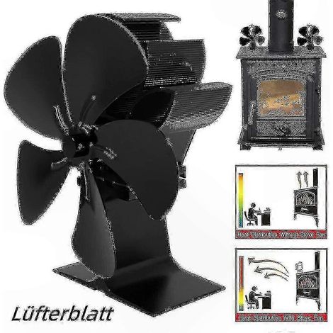 Ventilateur de poêle à bois noir - Pale de ventilateur de cheminée à air chaud pour un chauffage efficace (1/5)