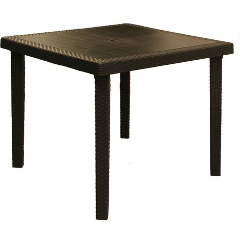 Tavolo quadrato in resina effetto rattan Boheme -  Black