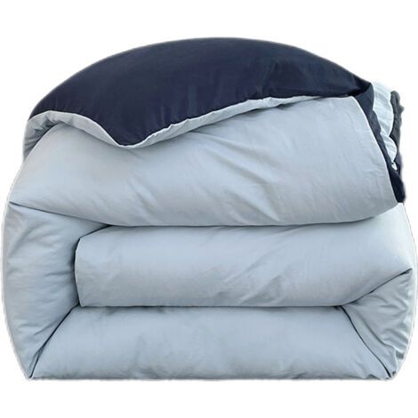 Pair 4-teiliges Bettwäscheset: Bettbezug (240 x 260 cm), Spannbettlaken (180 x 200 cm) und 2 Kissenbezüge (48 x 74 cm). Für 2 Personen. Mikrofaser-Set mit 120 Fäden pro Quadratzoll, grau und dunkelbla