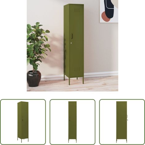 Armoire de rangement - Armoire à casiers Vert olive 35x46x180 cm Acier (1/5)