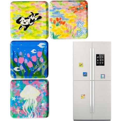 Aimants à Personnaliser Petits Cadres de Peinture Blancs décoratifs pour Set d'aimants pour frigo Pour cuisine, appartement, école, bureau, classe, maison, casier, fête (1/5)