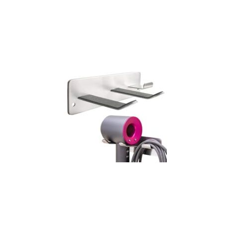 Support mural pour sèche-cheveux avec cordon, sans perçage, en acier inoxydable 304, finition mate (argenté). (1/4)