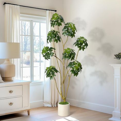 180cm Grande Plante Artificielle réalistes,Arbre Artificiel Interieur/extérieur avec Pot,Mousse,Multi Tronc & Feuillage,sans Entretien,Fausse Plante décorative pour Salon,Bureau,Balcon,Entrée (1/5)
