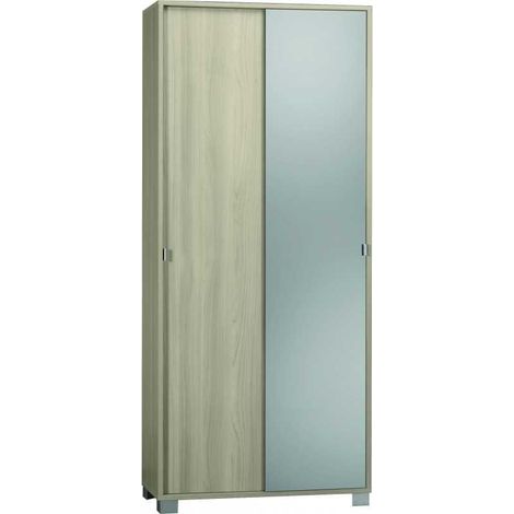Kit armadio 2 ante scorrevoli con 1 specchio h190 l82 p41 cm finitura olmo chiaro sarmog798spk - Sarmog (1/3)