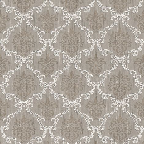 Empapelado aspecto textil Profhome 956296 papel pintado textil texturado de aspecto textil mate gris beige 5,33 m2