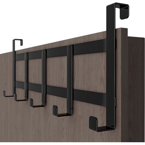 Garderobe für Tür, schwarz – Türhaken aus Edelstahl, einfach zu bedienen – Türhaken, Türgarderobe, Türhaken