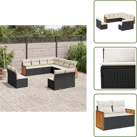 Salon de jardin 11 pcs avec coussins noir résine tressée - Ensemble Salon De Jardin - Meuble Extérieur - Salon De Jardin Design - Mobilier De Jardin - Set De Salon De Jardin (1/5)