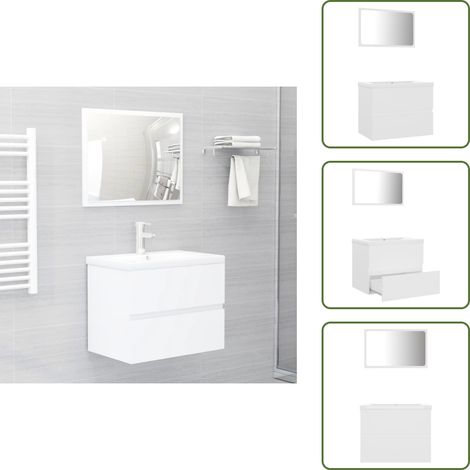Arredamento bagno - vidaXL Set Mobili da Bagno Bianco in Legno Multistrato - Mobile da bagno