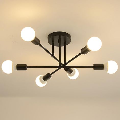 Kronleuchter, E27 Industrielle schwarze Deckenleuchte, 6-flammige moderne Deckenleuchte, industrieller Metall-Kronleuchter, Vintage-Deckenlampe für Wohnzimmer, Schlafzimmer, Küche, Bar, Café (Leuchtmi