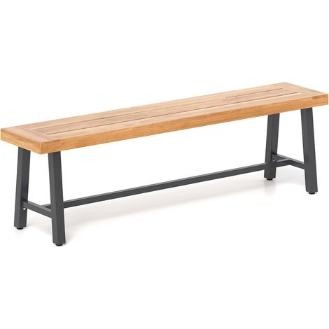 COSTWAY Banc Exterieur Jardin 160 x 32 x 45 cm, 3 Places Banc de Jardin, Bois d’Acacia, Capacité 360 kg, Coussinets Antidérapants, Pieds en Métal, Banc Bois pour Jardin Porche Terrasse (160 cm,1)
