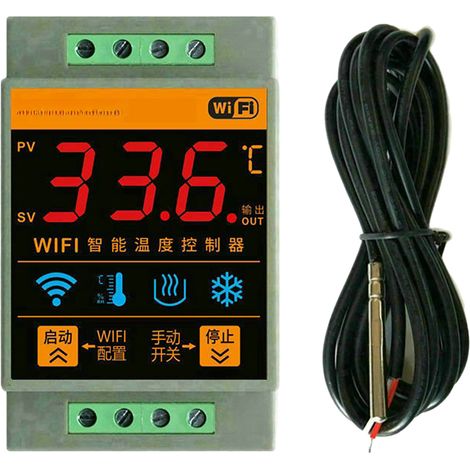 Controlador de temperatura Wi-Fi con temporizador, control remoto a través de la aplicación móvil Tuya y función de alarma de límite. (1/5)