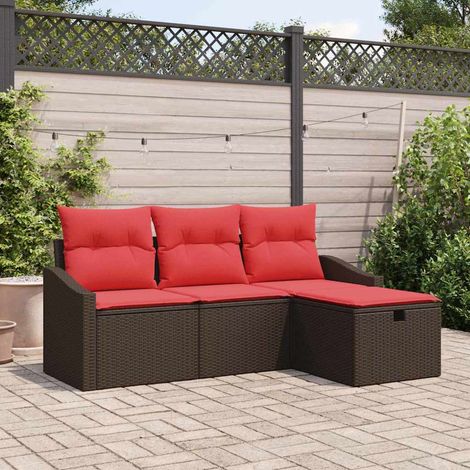 Set di divani 4 pz Marrone Poly Rattan vidaXL (1/5)