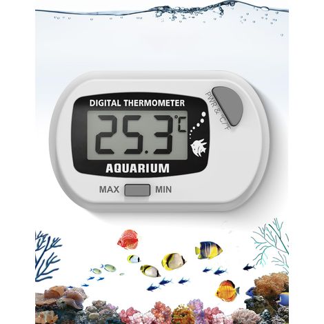 Thermomètre Aquarium Sans fil, Thermomètre d'aquarium numérique LCD de température de l'eau pour aquarium, reptile marin, terrarium (Blanc) (1/5)