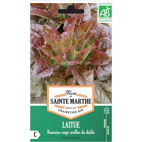 Laitue Romaine Rouge Oreilles du Diable Bio - Ferme de Sainte Marthe le sachet de 450 graines (1/2)